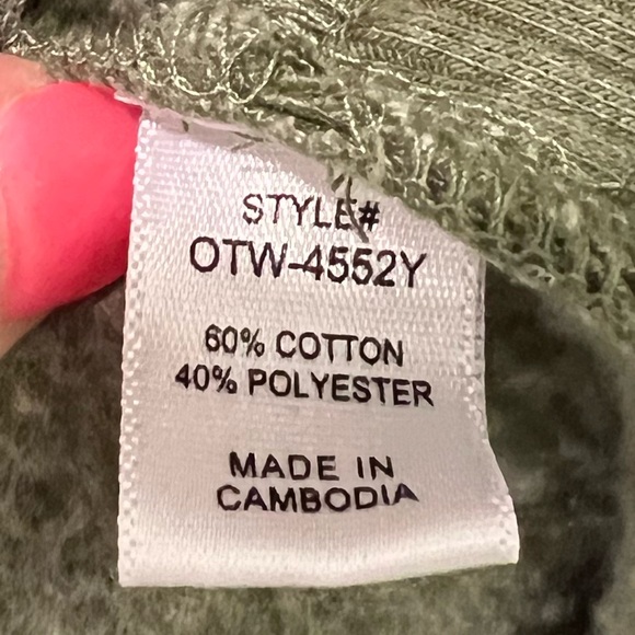 Zenana Oversized Acid Wash Fleece Hi-Low Hem Pullover w/Pockets Green Medium - Picture 4 of 5